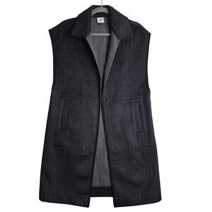 Cabi XS/S GraynBlack Novel Tweed Long Open Front Duster Vest WornOnce Warm Comfy